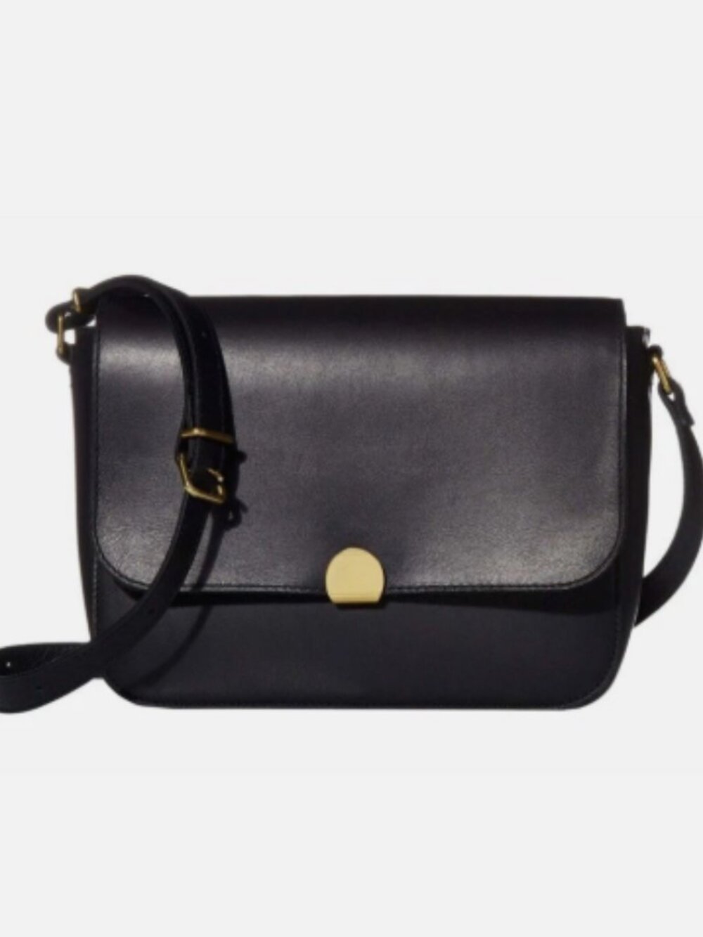 Madewell The Abroad Leather Shoulder Bag Flap Crossbody in Black